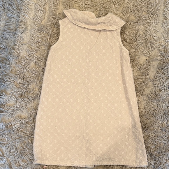 Soft Cream Sleeveless Quilted Kids Dress with Peter Pan Collar - Picture 3 of 3
